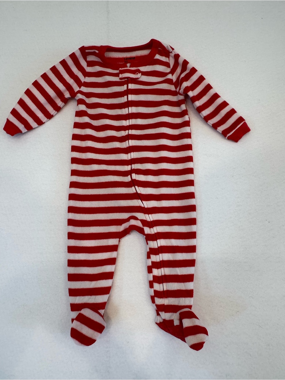 Striped Red & White Footed One-Piece for Kids